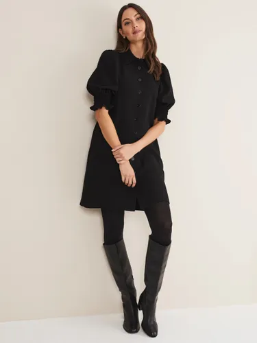 Phase Eight Candice Puff Sleeve Shirt Dress - Black - Female