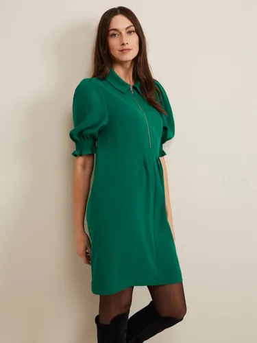 Phase Eight Candice Zip Neck Shirt Dress - Green - Female