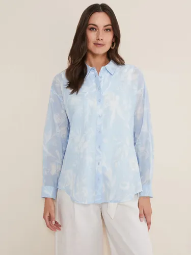 Phase Eight Cotton Kaya Shirt, Blue/White - Blue/White - Female