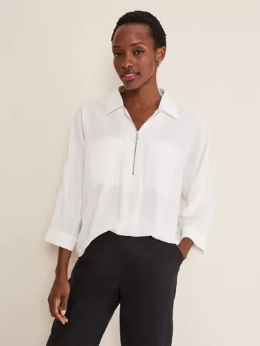 Phase Eight Cynthia Zip Front Shirt, White - White - Female