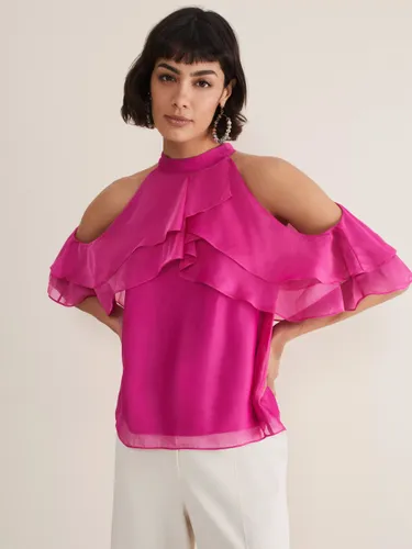 Phase Eight Heather Ruffled Top, Pink - Pink - Female