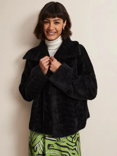 Phase Eight Lucy Plain Faux Fur Jacket, Black - Black - Female