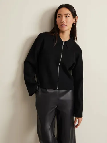 Phase Eight Maisie Zip Through Knitted Jacket - Black - Female