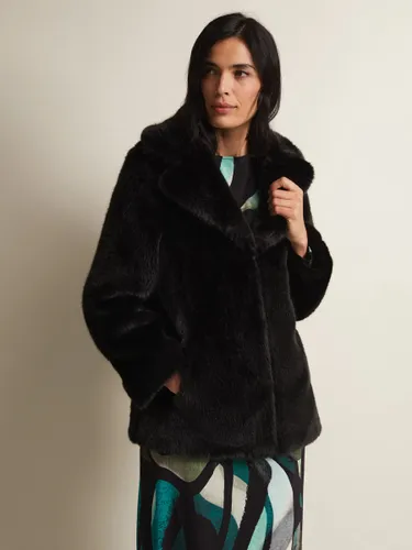 Phase Eight Megan Short Faux Fur Coat, Black - Black - Female