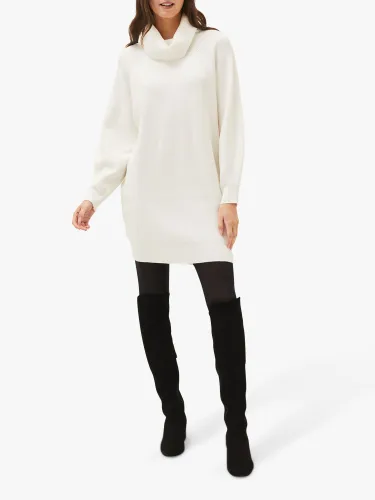 Phase Eight Nisha Roll Neck Knitted Dress, Winter White - Winter White - Female