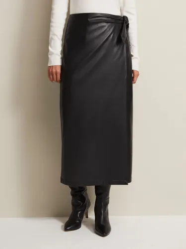 Phase Eight Noha Faux Leather Midi Pencil Skirt, Black - Black - Female