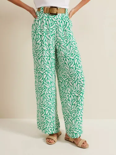 Phase Eight Nylah Abstract Print Wide Leg Trousers, Green/White - Green/White - Female