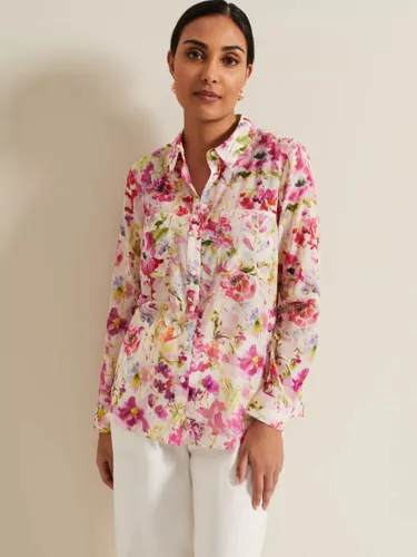 Phase Eight Petite Maddelena Floral Print Shirt, Multi - Multi - Female
