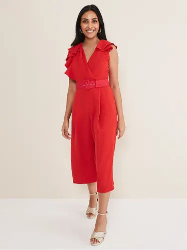 Phase Eight Petite Nicky Ruffle Jumpsuit, Red - Red - Female