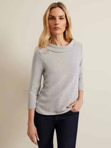 Phase Eight Remy Textured Foldover Neck Top, Grey - Grey - Female