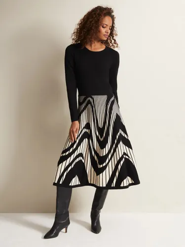 Phase Eight Silvia Abstract Print Knit Dress, Black/Ivory - Black/Ivory - Female