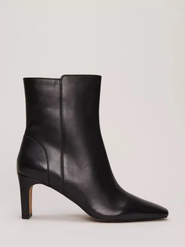 Phase Eight Slim Block Heel Leather Ankle Boots, Black - Black - Female