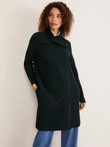 Phase Eight Sophia Ribbed Coat, Forest Green - Forest Green - Female