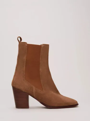 Phase Eight Suede Cowboy Boots, Tan - Tan - Female