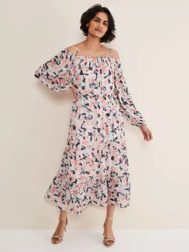 Phase Eight Vicky Off Shoulder Floral Midi Dress, Multi - Multi - Female