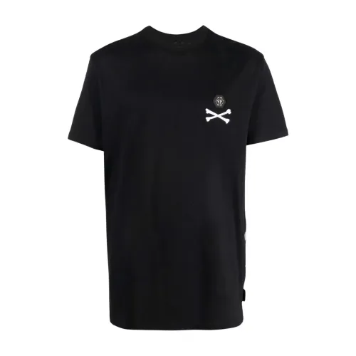 Philipp Plein , Black Casual Round Neck T-shirt ,Black male, Sizes: