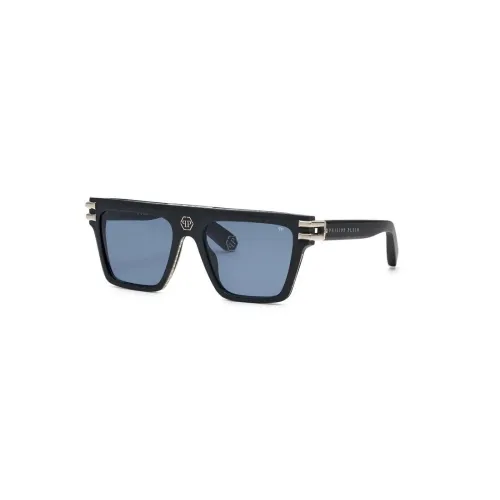 Philipp Plein , Matt/Sandblasted Black Blue Sunglasses ,Black female, Sizes: