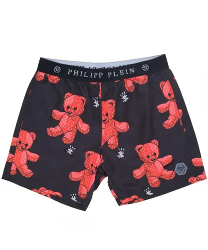 Philipp Plein Mens Money Bear Black Swim Shorts