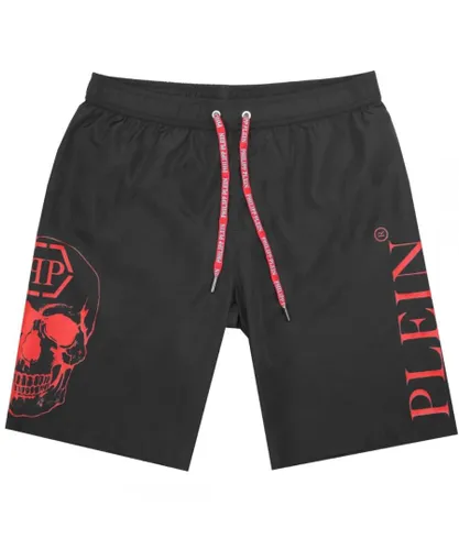 Philipp Plein Mens PP Skull Black Swim Shorts