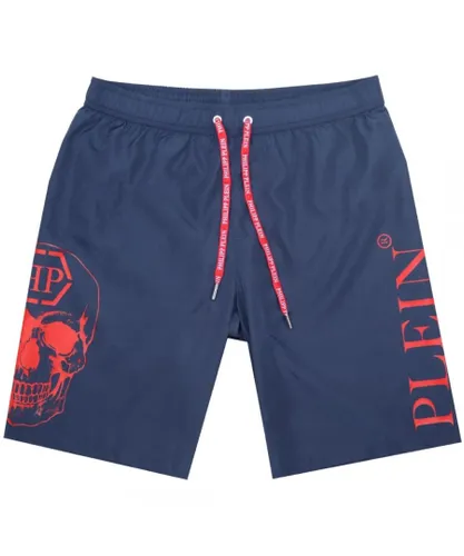 Philipp Plein Mens PP Skull Navy Blue Swim Shorts