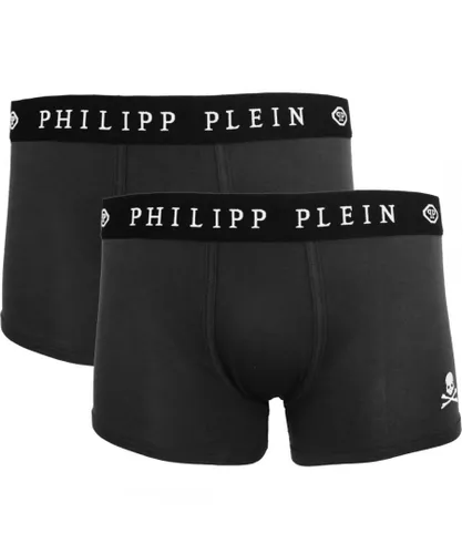 Philipp Plein Mens Skull Logo Black Boxer Shorts Two Pack Cotton