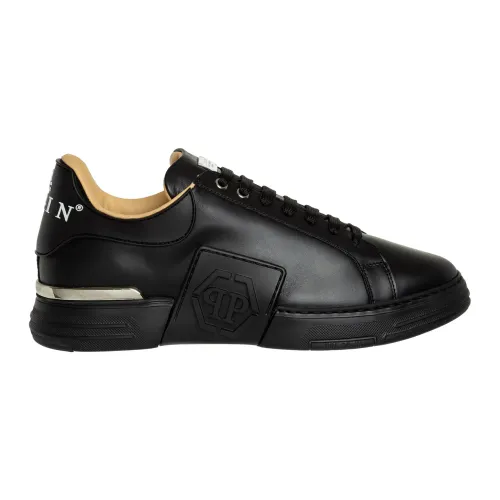 Philipp Plein , Phantom Kick$ Sneakers - Lace Closure, Plain Pattern ,Black male, Sizes: