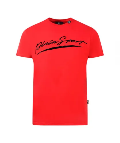 Philipp Plein Sport Mens Brand Signature Logo Red T-Shirt