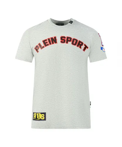Philipp Plein Sport Mens Multi Colour Logos Grey T-Shirt