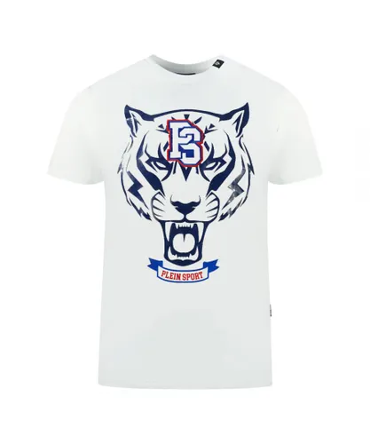 Philipp Plein Sport Mens PS Tiger Logo White T-Shirt