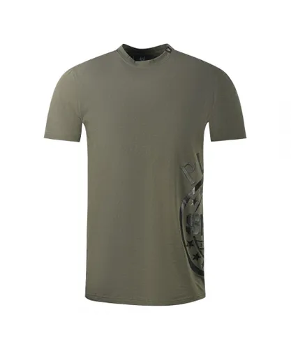 Philipp Plein Sport Mens Side Logo Dark Green T-Shirt
