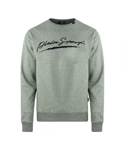 Philipp Plein Sport Mens Signature Logo Grey Jumper Cotton
