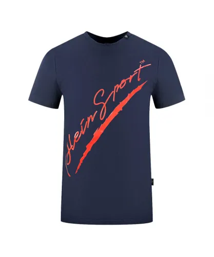 Philipp Plein Sport Mens Signature Navy Blue T-Shirt