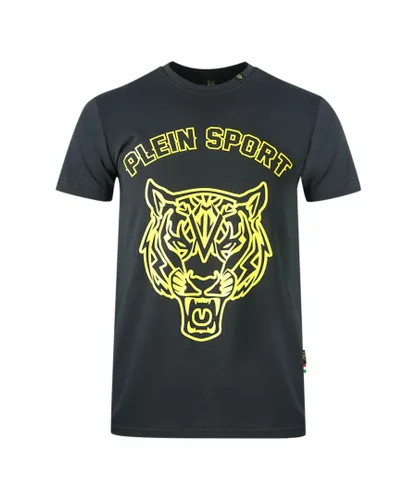 Philipp Plein Sport Mens Stencil Tiger Logo Navy T-Shirt - Blue Cotton