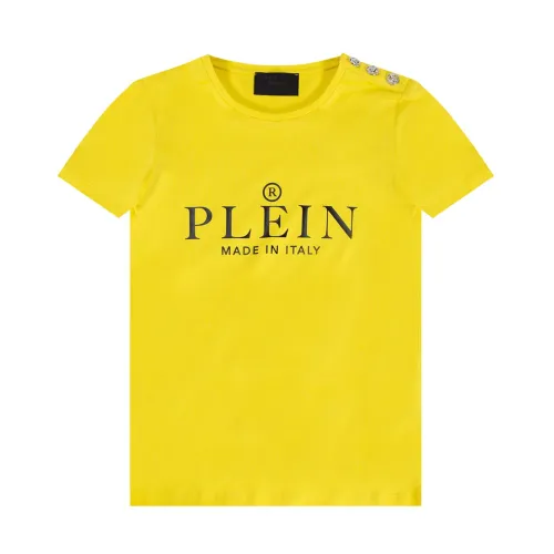 Philipp Plein , T-shirt with logo ,Yellow female, Sizes: