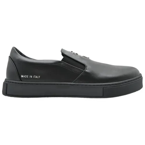 Philipp Plein , Total Black Moccasin Sneakers ,Black male, Sizes:
