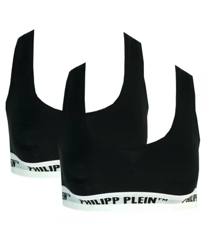 Philipp Plein Womens Black Underwear Sports Bra Two Pack Cotton
