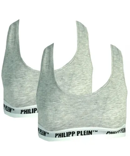 Philipp Plein Womens Grey Underwear Sports Bra Two Pack Cotton
