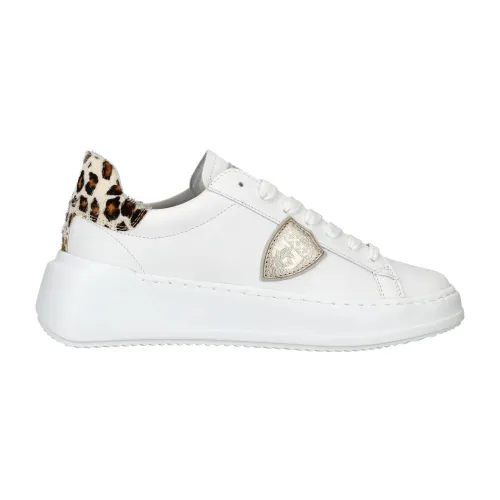 Philippe Model , Animal Print Leather Sneakers ,White female, Sizes: