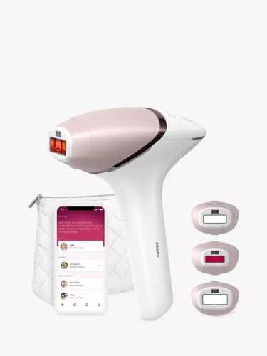 Philips Lumea 9000 Series BRI955/01 Cordless IPL Hair Remover with 3 attachments for Body, Face & Precision Areas, White - White - Female