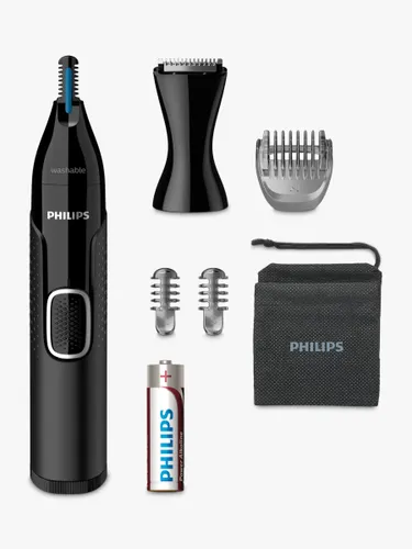 Philips NT5650/16 Series 5000 Cordless Nose Trimmer, Ear & Eyebrow Trimmer, Black - Black - Male