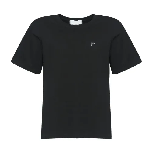 Philosophy di Lorenzo Serafini , Black Cotton T-Shirt with Embroidered Logo ,Black female, Sizes: