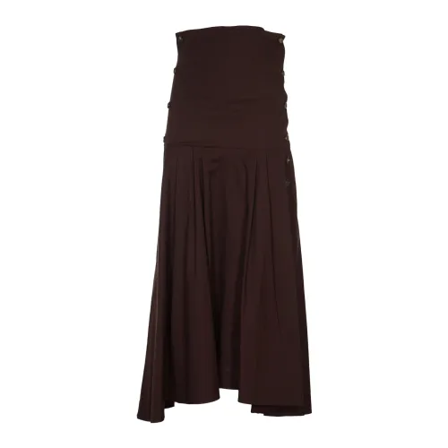 Philosophy di Lorenzo Serafini , Brown Stretch Cotton Skirts ,Brown female, Sizes: