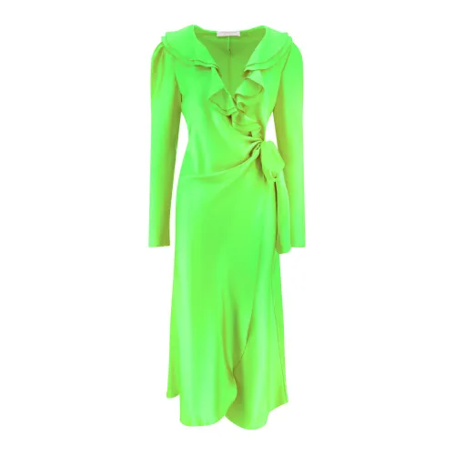 Philosophy di Lorenzo Serafini , Elegant Satin Maxi Dress ,Green female, Sizes: