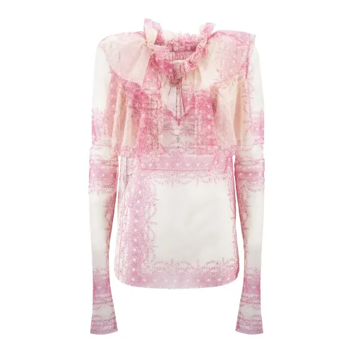 Philosophy di Lorenzo Serafini , Floral Print Ruffled Shirt ,Pink female, Sizes:
