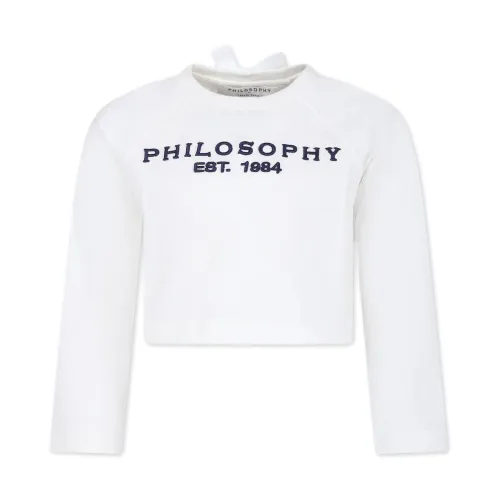Philosophy di Lorenzo Serafini , Girls' Cotton T-shirt with Bows ,White female, Sizes: