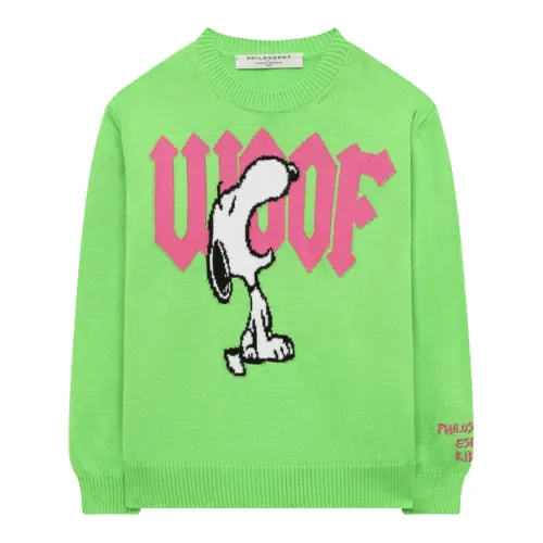 Philosophy di Lorenzo Serafini , Green Sweater with Snoopy Embroidery ,Green female, Sizes: