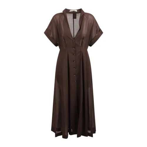 Philosophy di Lorenzo Serafini , Philosophy Di Lorenzo Serafini Wool voile shirt dress ,Brown female, Sizes:
