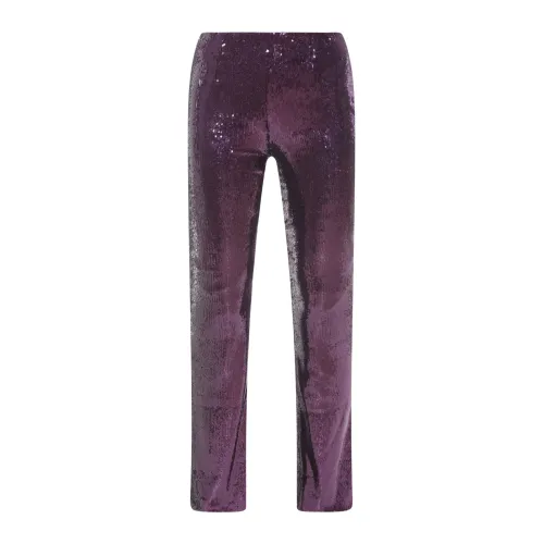 Philosophy di Lorenzo Serafini , Purple SequinStraight Trousers ,Purple female, Sizes: