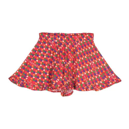 Philosophy di Lorenzo Serafini , Red Heart Print Kids Shorts ,Multicolor female, Sizes: