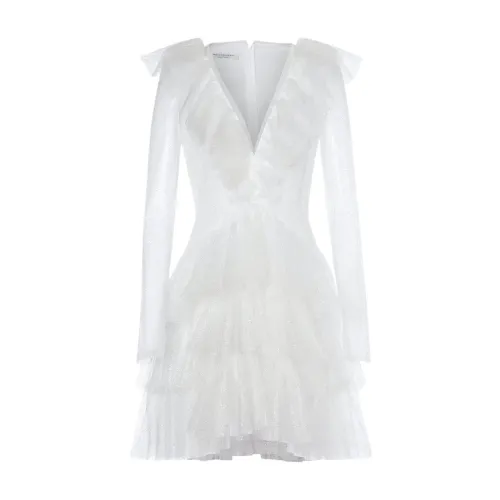 Philosophy di Lorenzo Serafini , Tulle Dress with Ruching ,White female, Sizes: